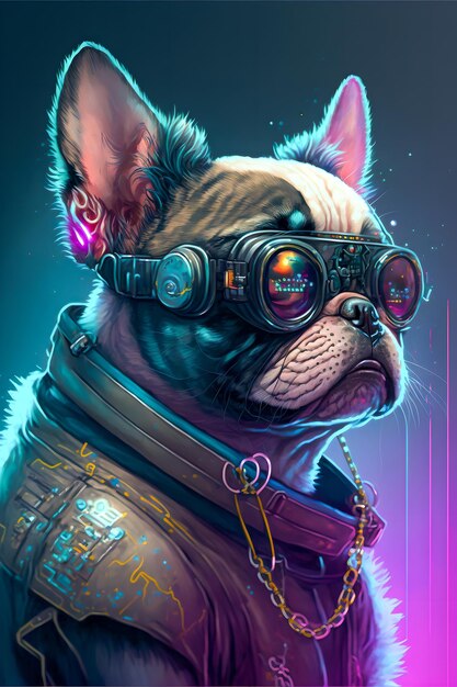 Steampunk bulldog with glasses