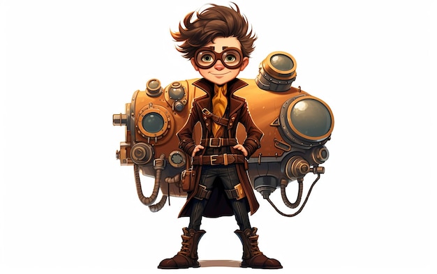 The Steampunk Cartoon Character with Goggles