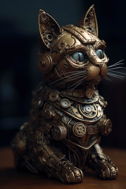 Steampunk cat 3d render octaan render Genereer Ai