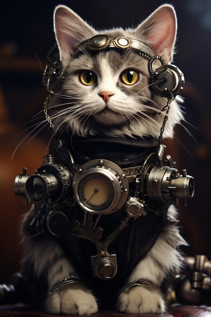 Steampunk Cat Octane hyperrealistisch