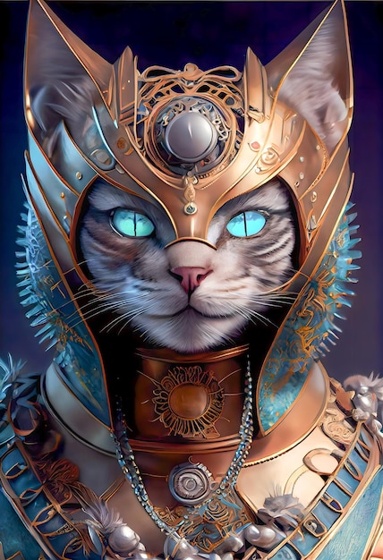 Steampunk cat with glasses