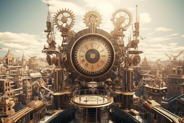 Steampunk Cityscape met Clockwork DesignxA