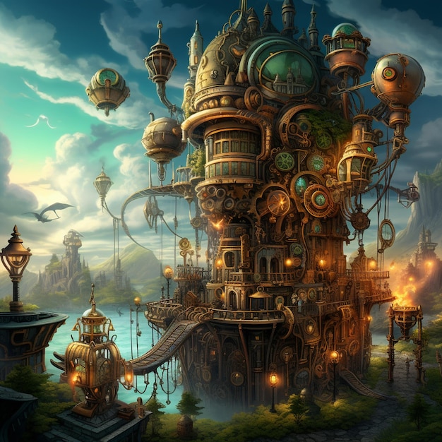 Steampunk Dreams Industrial Fantasy Composition