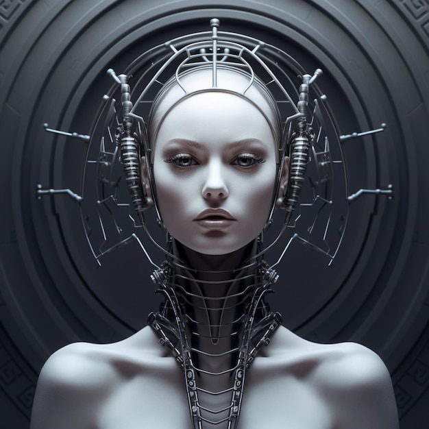 Steampunk fantasy futuristic lady robot face pictures AI Generated art