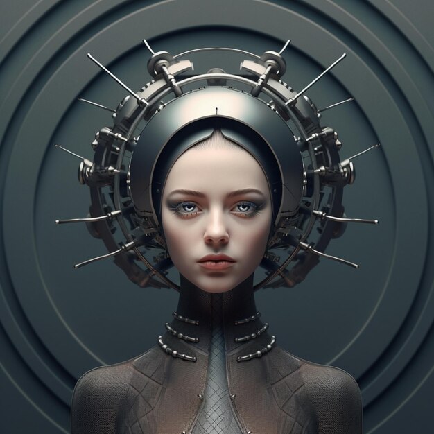 Steampunk fantasy futuristic lady robot face pictures AI Generated art