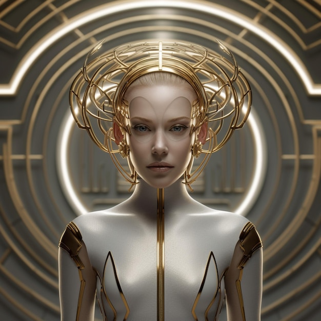 Steampunk fantasy futuristische dame robot gezicht foto's AI gegenereerde kunst