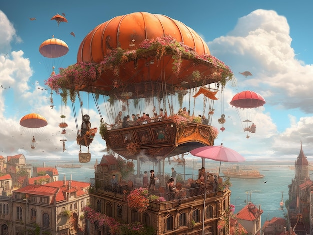 Steampunk fantasy landscape illustration game wall art magic the gathering assets