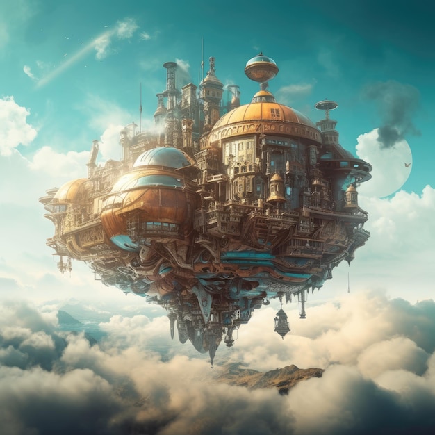 Steampunk 판타지 풍경 그림 게임 벽 예술 마법 수집 자산