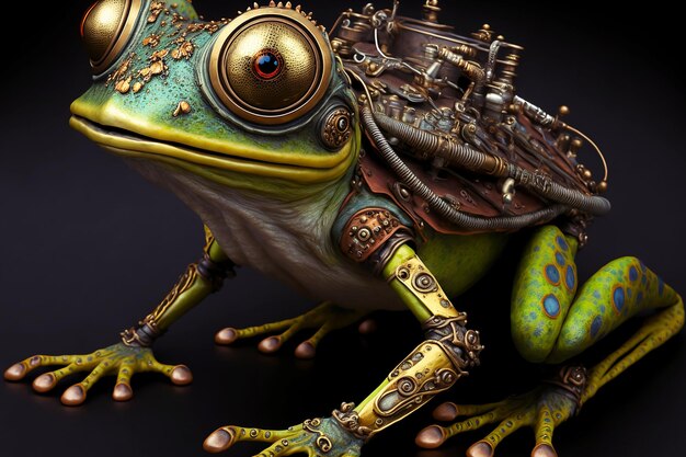 Photo steampunk frog digital concept art