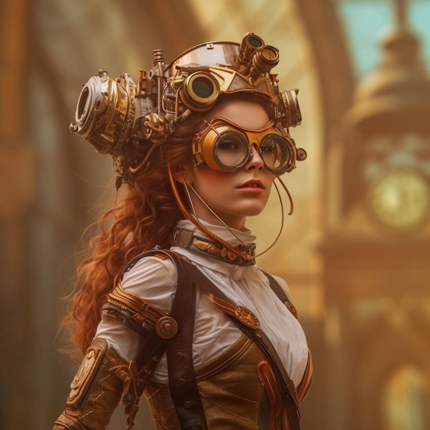 Steampunk futuristic girl