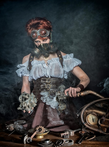 Photo steampunk girl's portrait