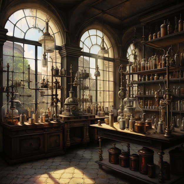 Steampunk interieur lab