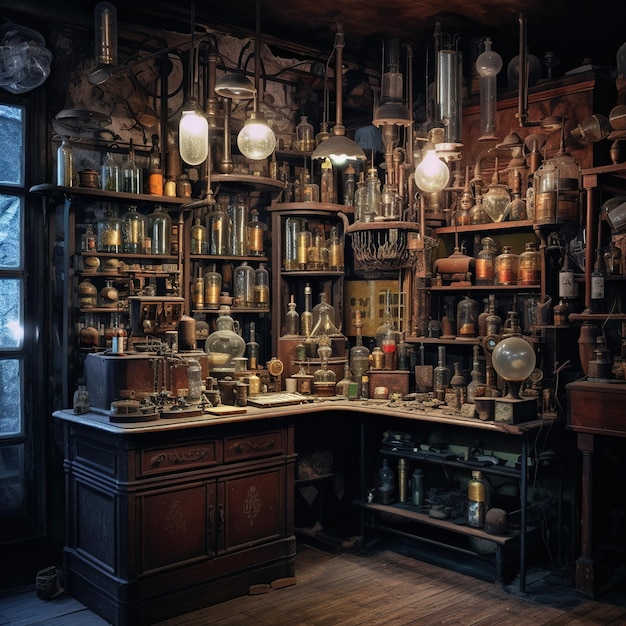 Steampunk interieur lab