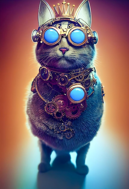 Steampunk kattenvrouw met bril