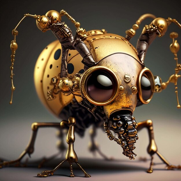 Photo steampunk mechanical ant metallic ant