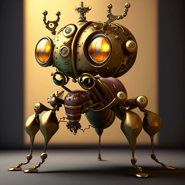 Steampunk mechanical ant metallic ant