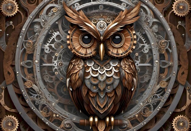 Steampunk Mechanical Owl