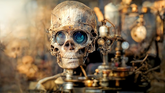 Steampunk menselijk skelet