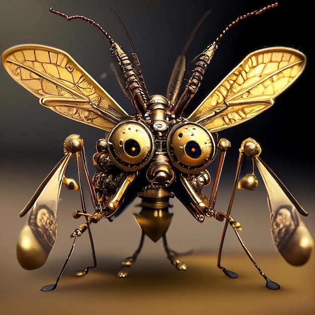 steampunk mosquito l made of metal gears and pistons