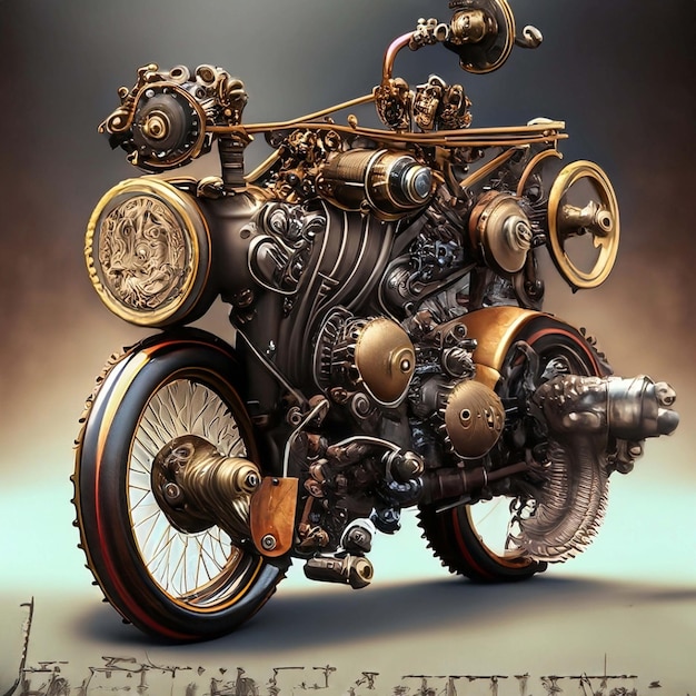 Foto steampunk moto clipart illustrazione vettoriale isolata