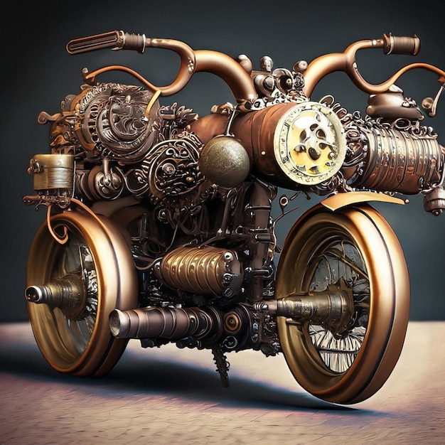 Foto steampunk motorfiets clipart geïsoleerde vectorillustratie