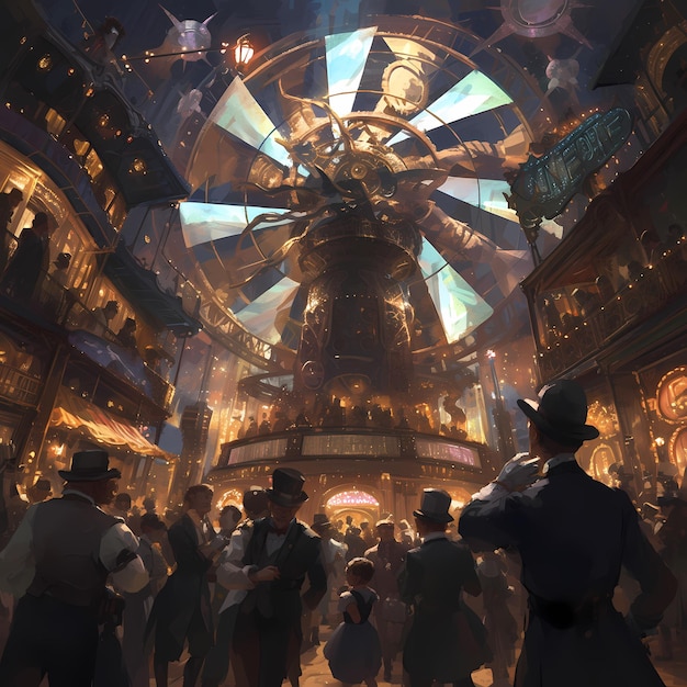 Photo steampunk moulin rouge opulent circular interior