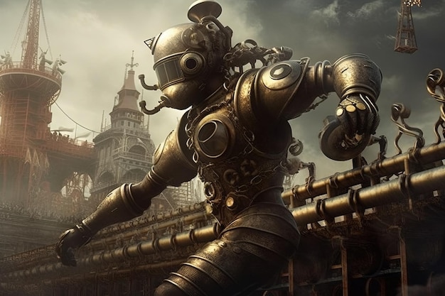 Photo steampunk olympic games illustration generative ai