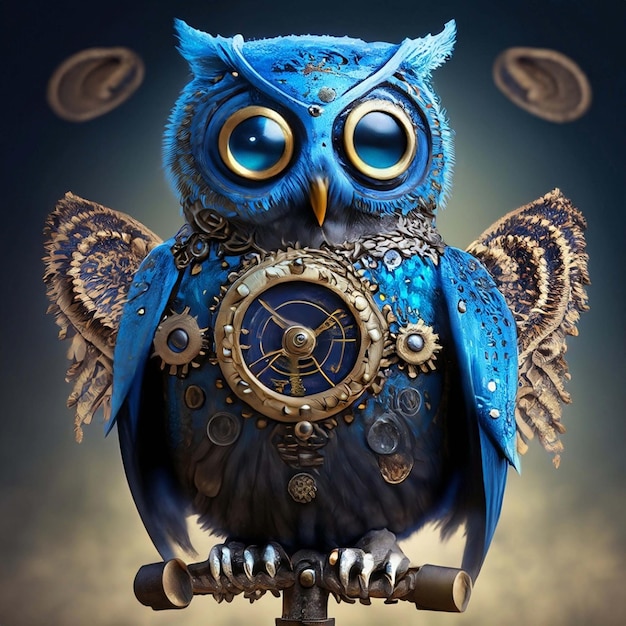 steampunk owl created using AI Generative Technology