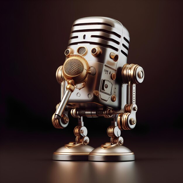 Steampunk Sound Machine Retro Mic Robot in Digital Design