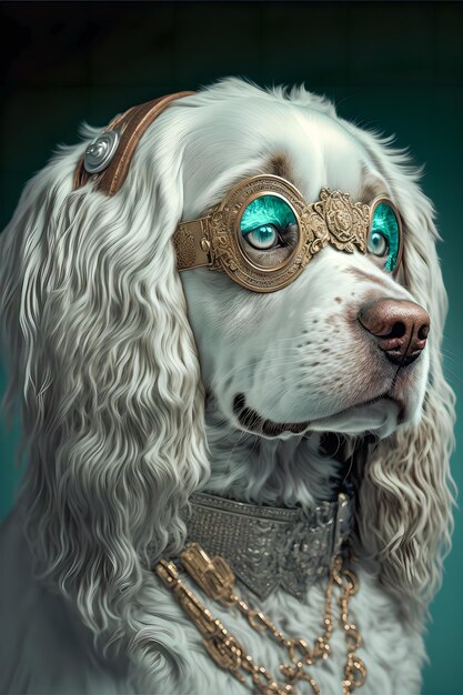 Steampunk spaniel with glasses