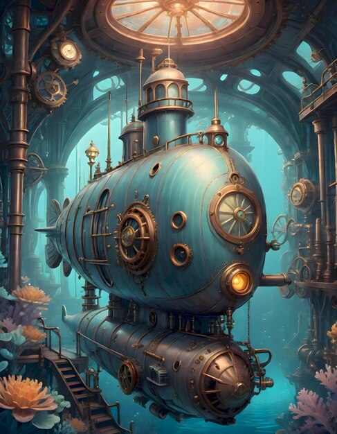 Steampunk Submarine with Intricate Details