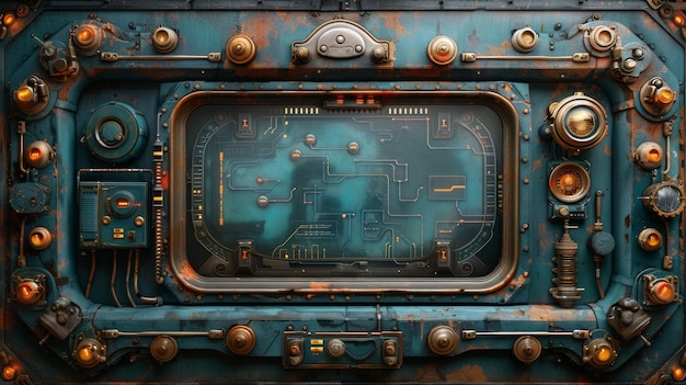 Photo steampunk television screen 3d illustration