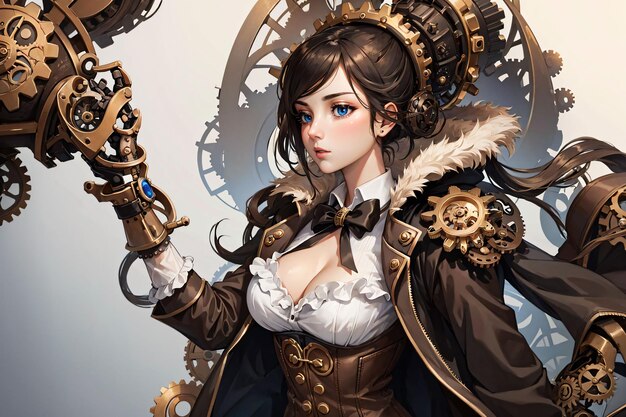 steampunk woman with gears