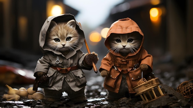 사진 steampunk wonders curious kittens roaming the grounds ai 생성