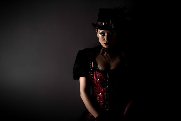 Steampunk Young Woman Emotional Portrait