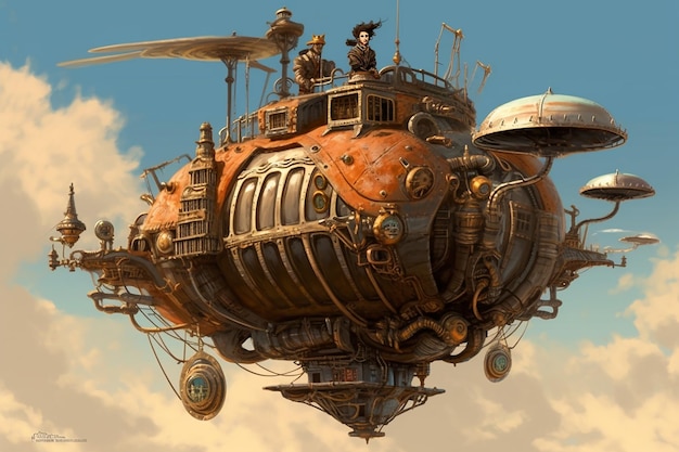 a steampunkinspired avatar operating a fantastical AI generated