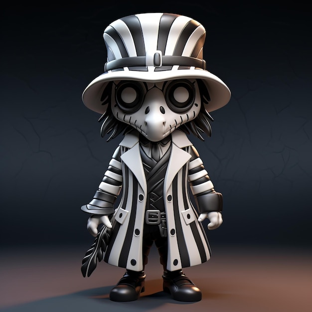 Photo steampunkinspired shady guy vinyl toy with zebra plague doctor mask