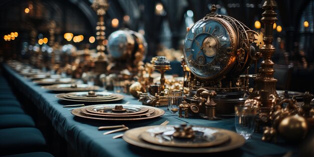 Photo a steampunkthemed event with gears wallpaper