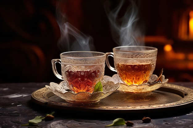 Steamy Turkish Tea in Traditional Glass Cups