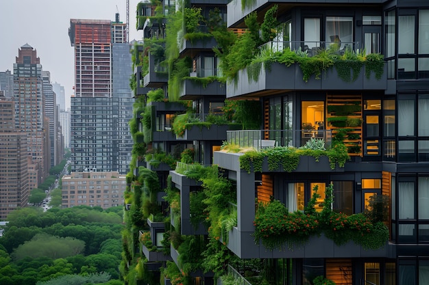 Stedelijk gebouw met verticale tuin