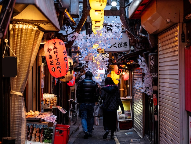 Foto stedelijk landschap japanse lampen