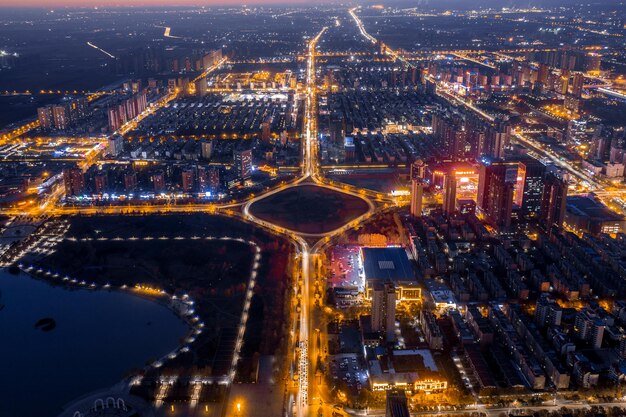 Foto stedelijk landschap van de stad jiaozuo, provincie henan, china