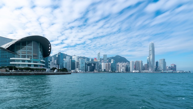 Stedelijke architectonische skyline van Hong Kong