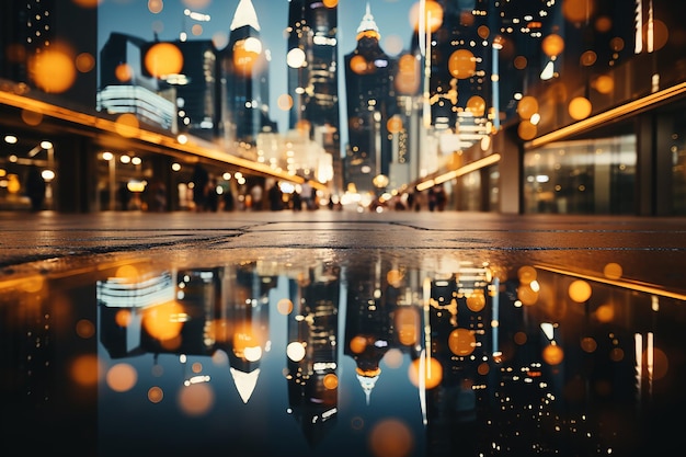 Foto stedelijke nacht licht mistig regenachtig bokeh uitzicht
