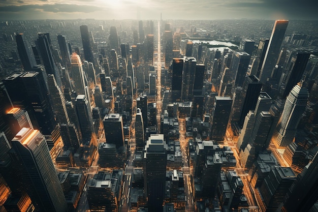 Foto stedelijke skyline luchtfoto generatieve ai