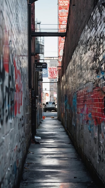 Stedelijke steeg met graffiti