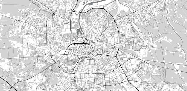 Stedelijke vector stadskaart van Odense Denemarken