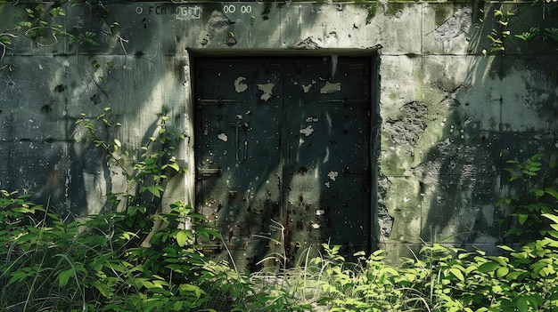 Photo steel armored hermetic door in the soviet bomb shelter