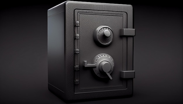 Steel bank safe on a dark background