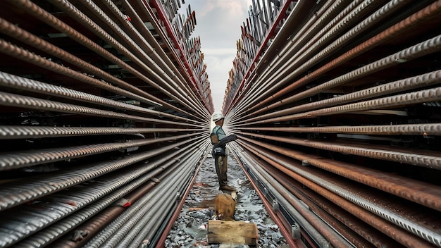 Foto barra d'acciaio sul sito di costruzione